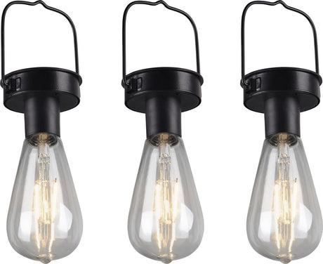 Rl live your light reality campus - hanglamp - zwart mat - set van 3 lampjes - incl. 3x smd 1w - solar - zonne energie - buitenverlichting - ip44