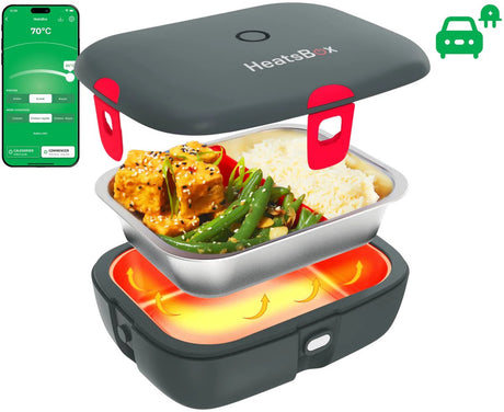 Faitron - heatsbox drive - electrische lunchbox - rvs - verwarmde lunchbox - voor warme maaltijden - verschillende compartimenten - met app - 12 24v