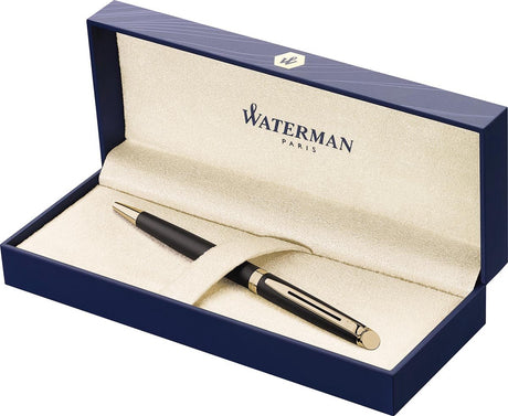 Waterman hémisphère-balpen | matzwart met 23-karaats gouden afwerking | medium punt | blauwe inkt | geschenkverpakking