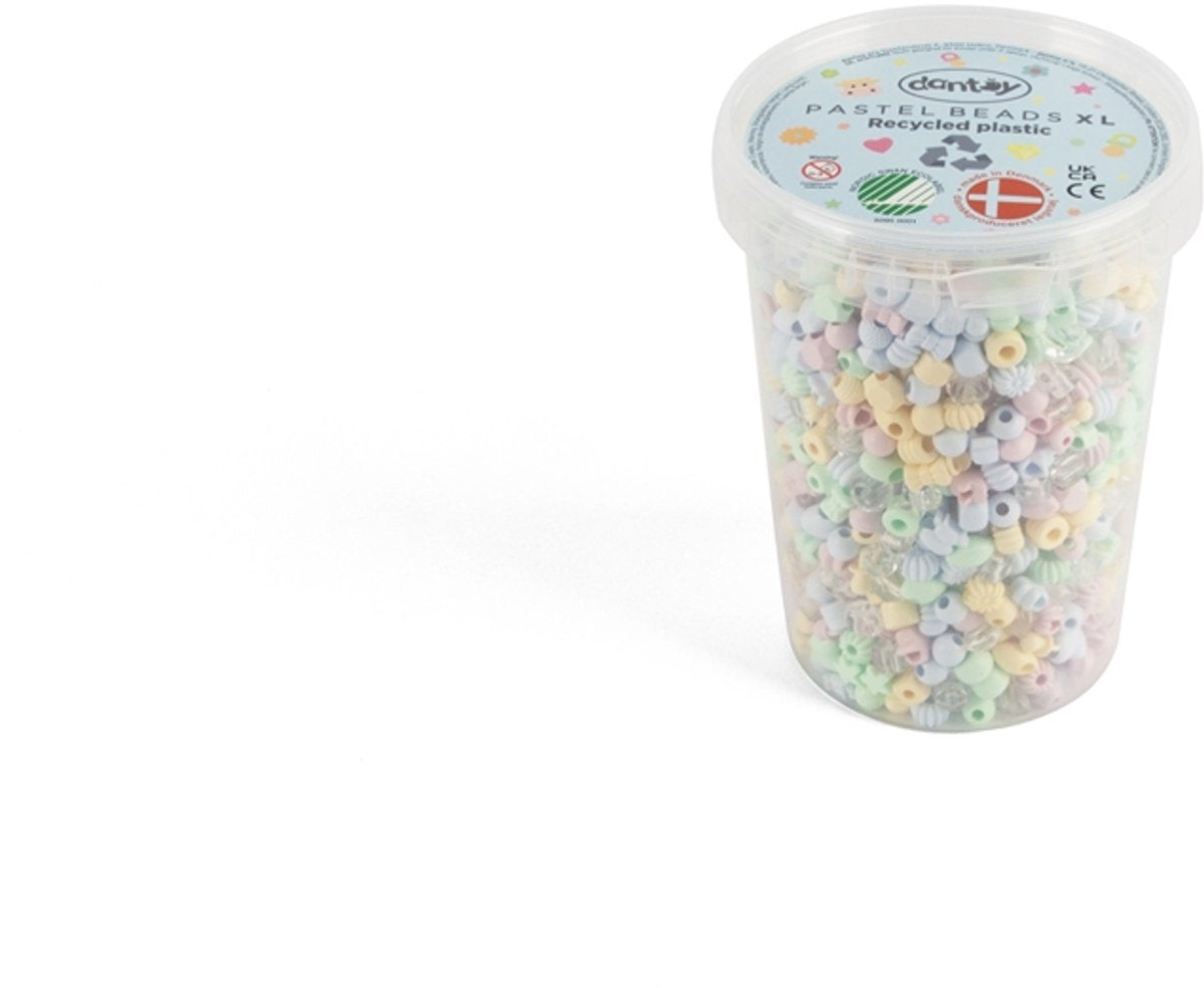 Dantoy kralen xl pastel gerecycled - 1580 stuks - milieuvriendelijk speelgoed.