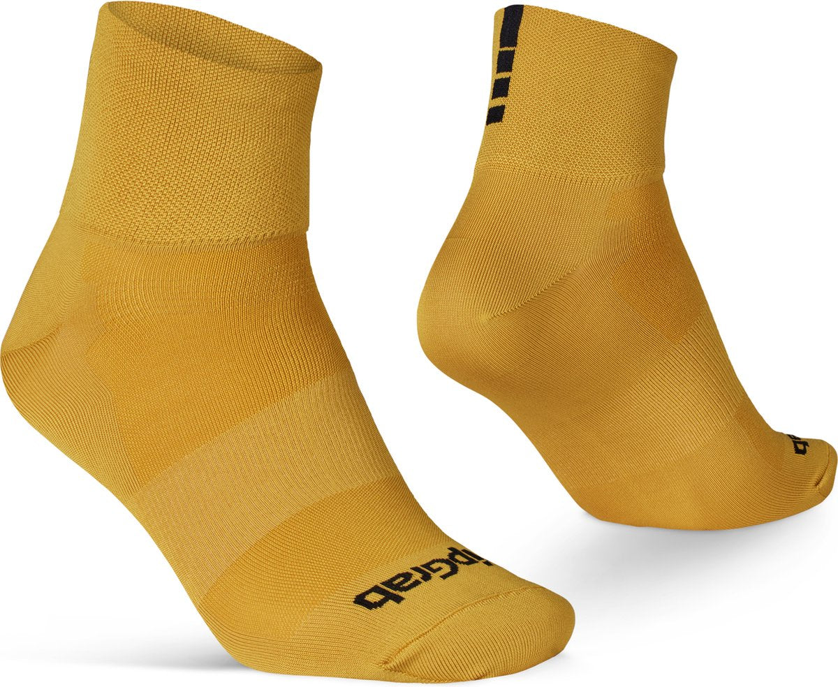 Gripgrab - lightweight sl korte performance zomer fietssokken 1 paar coolmax wielersport sokken low cut - mosterd geel - unisex - maat s (38-41)