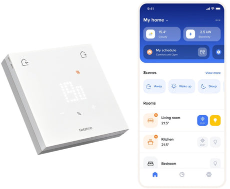 Netatmo slimme thermostaat original – draadloze smart thermostaat – app bediening, energiebesparing verbruiksinzicht – matter compatibel – werkt met apple home, google home, alexa smartthings – wit