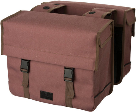Fastrider celo - dubbele fietstas - 34l - bruin - waterafstotend washed canvas - snelsluiting - mik systeem - reflectie