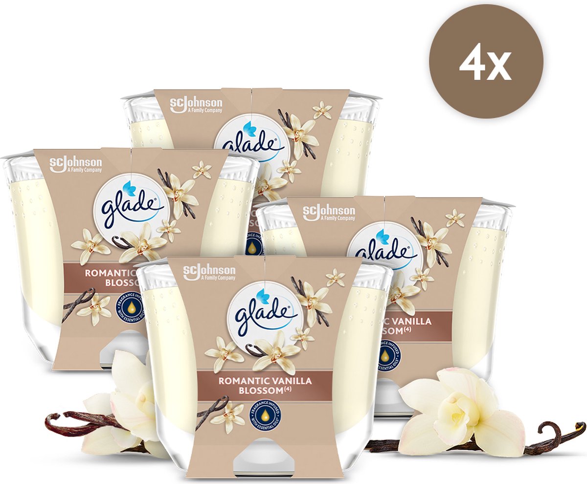 Glade lang brandende kaars romantic vanilla blossoms 100% raapzaadwax