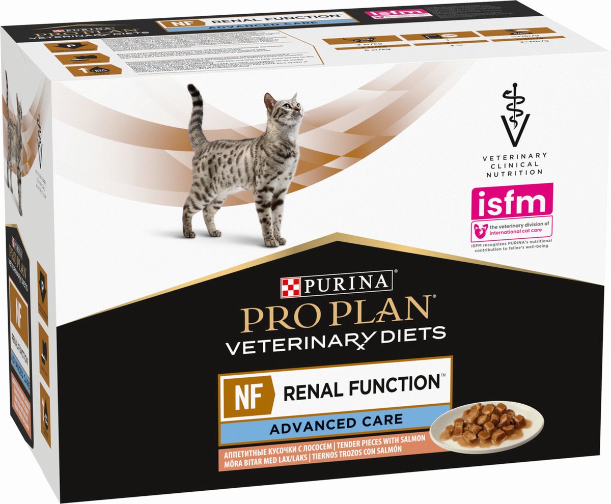 Pro plan veterinary diets feline nf renal function 10x85 g - kattenvoer - zalm