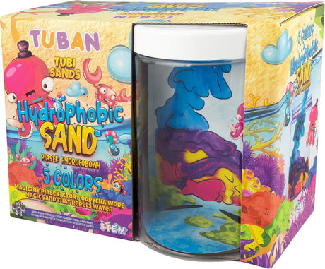 Tuban - hydrophobic sand set – 5 colors with aquarium, juwelierswerk zand voor kinderen, 3 jaar, meerkleurig