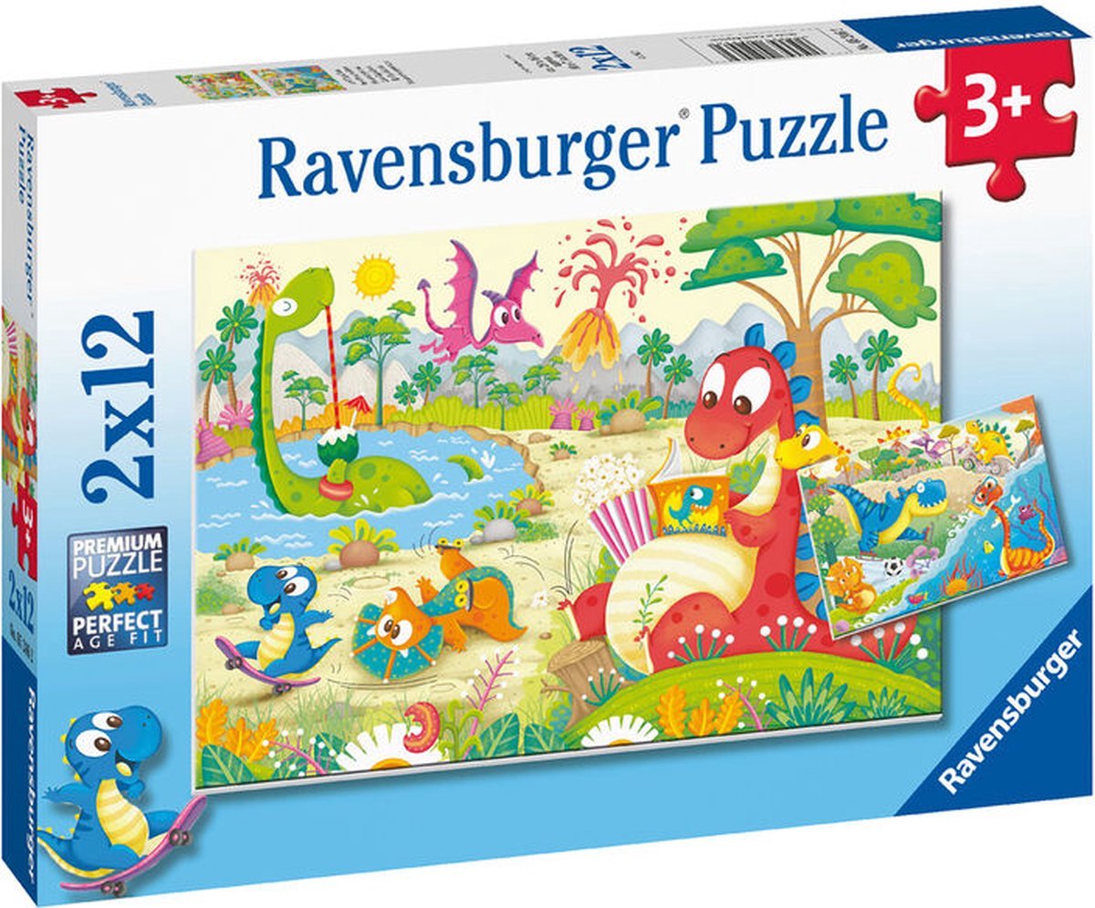 Ravensburger puzzel lievelingsdino's - twee puzzels - 12 stukjes - kinderpuzzel