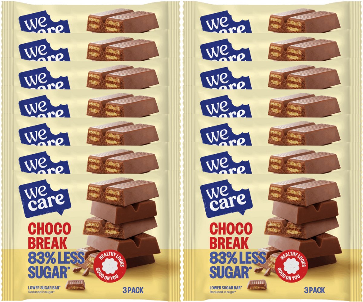 Wecare lower sugar - bar - chocolade break - 14 x 64,5 gr