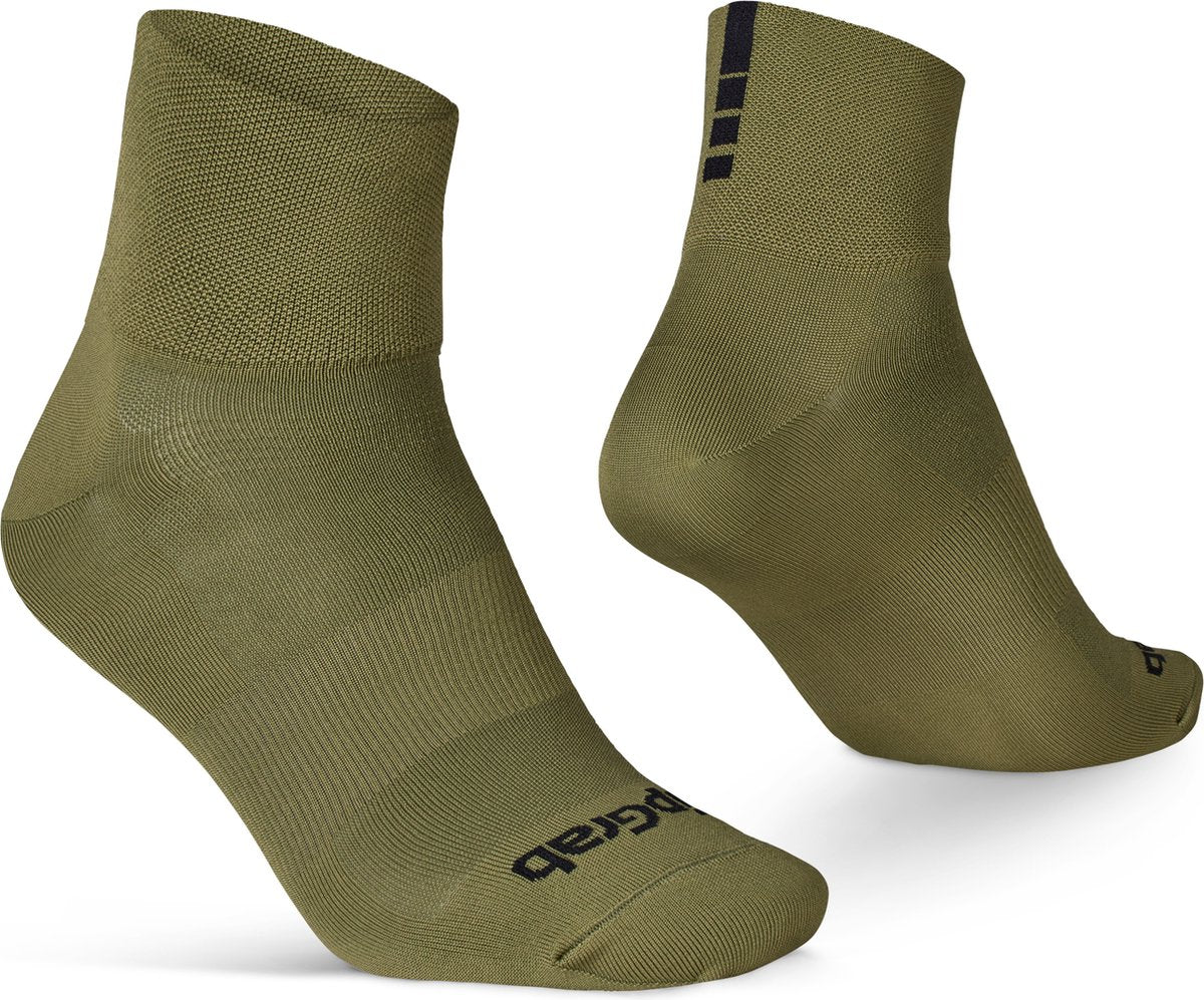 Gripgrab - lightweight sl korte performance zomer fietssokken 1 paar coolmax wielersport sokken low cut - olijf groen - unisex - maat s (38-41)