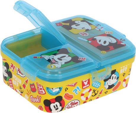 Stor disney's mickey mouse kinderlunchbox – broodtrommel met 4 vakken voor kinderen vanaf 4 jaar - vaatwasserbestendig bpa-vrij - geel lichtblauw