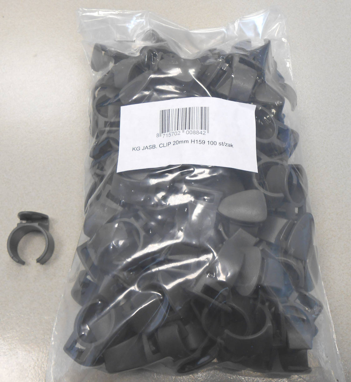 Hesling montageclip 20mm kunststof rand grijs werkplaats (100)