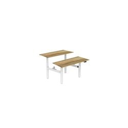 Zit-sta-bureau euroseats dual bench eiken, wit eiken metaal