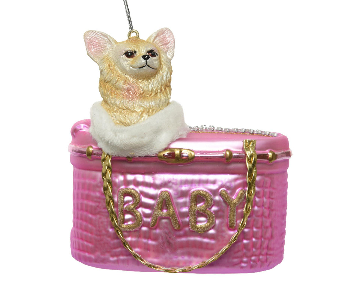 Decoris kersthanger hond glas 10x5cm