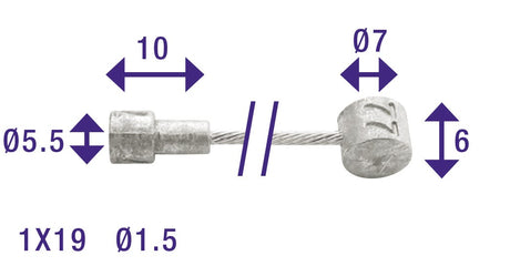 Cordo kabel binnenkabel rem 300cm ã˜1,5mm rvs + 2 nippels