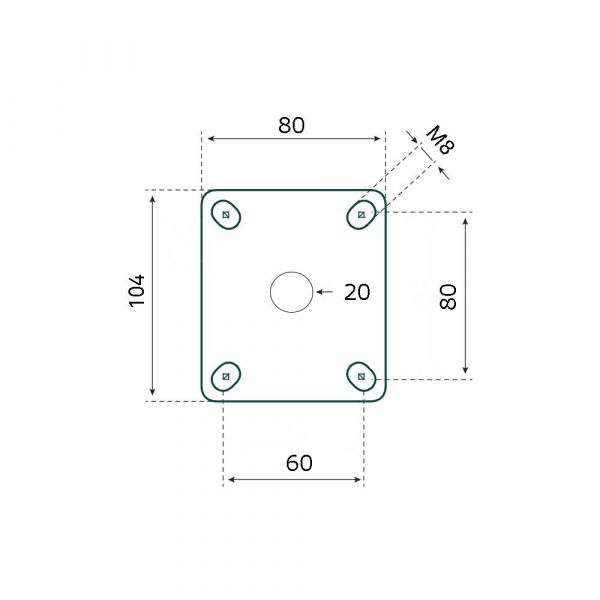 Tarsus zwenkwiel + rem 125 mm. wit