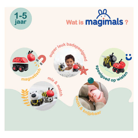 Magimals wheely insects box-interactieve magnetische dieren op wielen (6 stuks). leuk en creatief speelgoed, perfect voor in bad of onderweg!