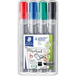 Staedtler lumocolor flipchart marker 356 met beitelpunt - box 4 kleuren