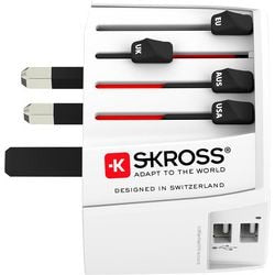 Skross wereld reisadapter met 2 geintegree usb