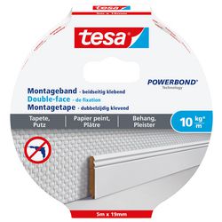 Tesa montagetape behang en pleisterwerk 10 kg per meter dubbelzijdig – 5mx19 mm