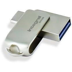 Usb-stick integral 64 gb usb type-a usb type-c zilver