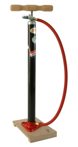 fietspomp op houten plank met Dunlop ventiel