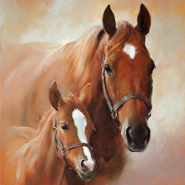 Ambiente servetten paard en veulen 33cm