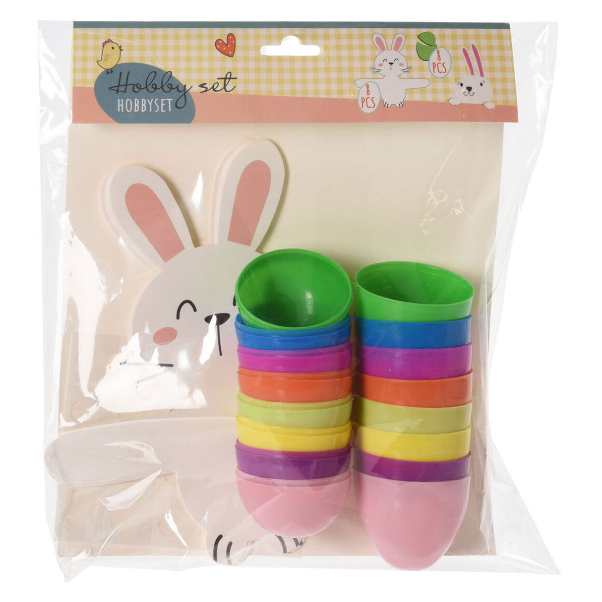 Knutselset paashaas met geschenkeieren, 8st.