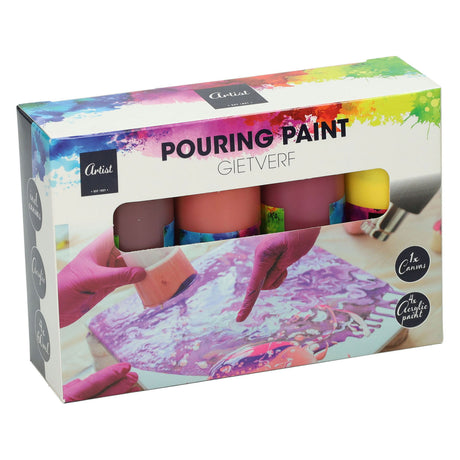 Pouring acyrlverf, 4 kleuren