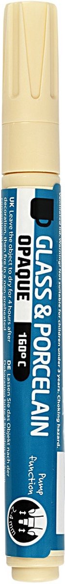 Creativ company glas- porseleinstiften, lijndikte: 2-4 mm, crème, dekkend, 1stuk