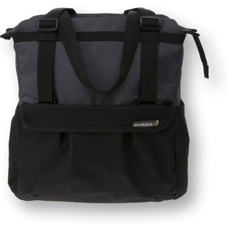 Basil Shopper XL - sportieve en trendy fietstas voor boodschappen en strand, zwart antraciet, 20L