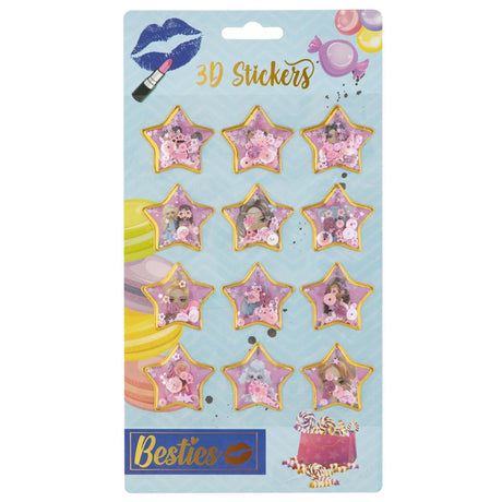 Grafix besties 3d glitter stickers pak a 12 stuks