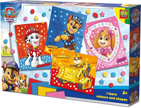 Ses creative paw patrol ik leer kleuren en vormen - 4 mozaïekkaarten - vanaf 3 jaar - stickeren - schoencadeautjes sinterklaas