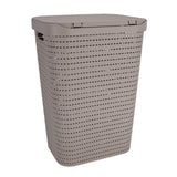 Rotho country - wasmand met deksel - 55 l kunststof - cappuccino
