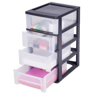Iris organizer chest ladesysteem - 4 lades - 4 x7l - kunststof - zwart transparant