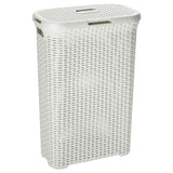 Curver style wasbox met deksel rotanstyle 40 liter ivoor 45x26x62cm