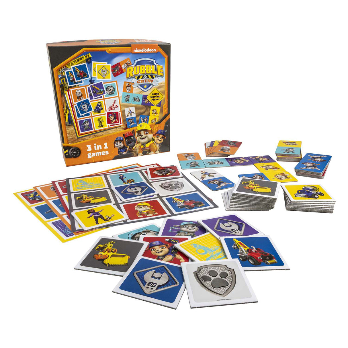Tactic paw patrol rubble crew 3-in-1 spellenverzameling – kaartspel – lotto – domino – memo – kinderspel vanaf 4 jaar
