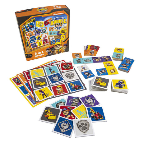 Tactic paw patrol rubble crew 3-in-1 spellenverzameling – kaartspel – lotto – domino – memo – kinderspel vanaf 4 jaar