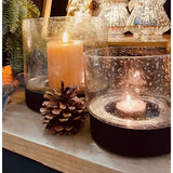 Hbx natural living kaarshouder bubbelglas h13d13 zwart