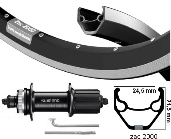 Kgs Achterwiel 28 inch ( 622 ) zwart-rr cassette v-brake centerlock 8-10 spd qr