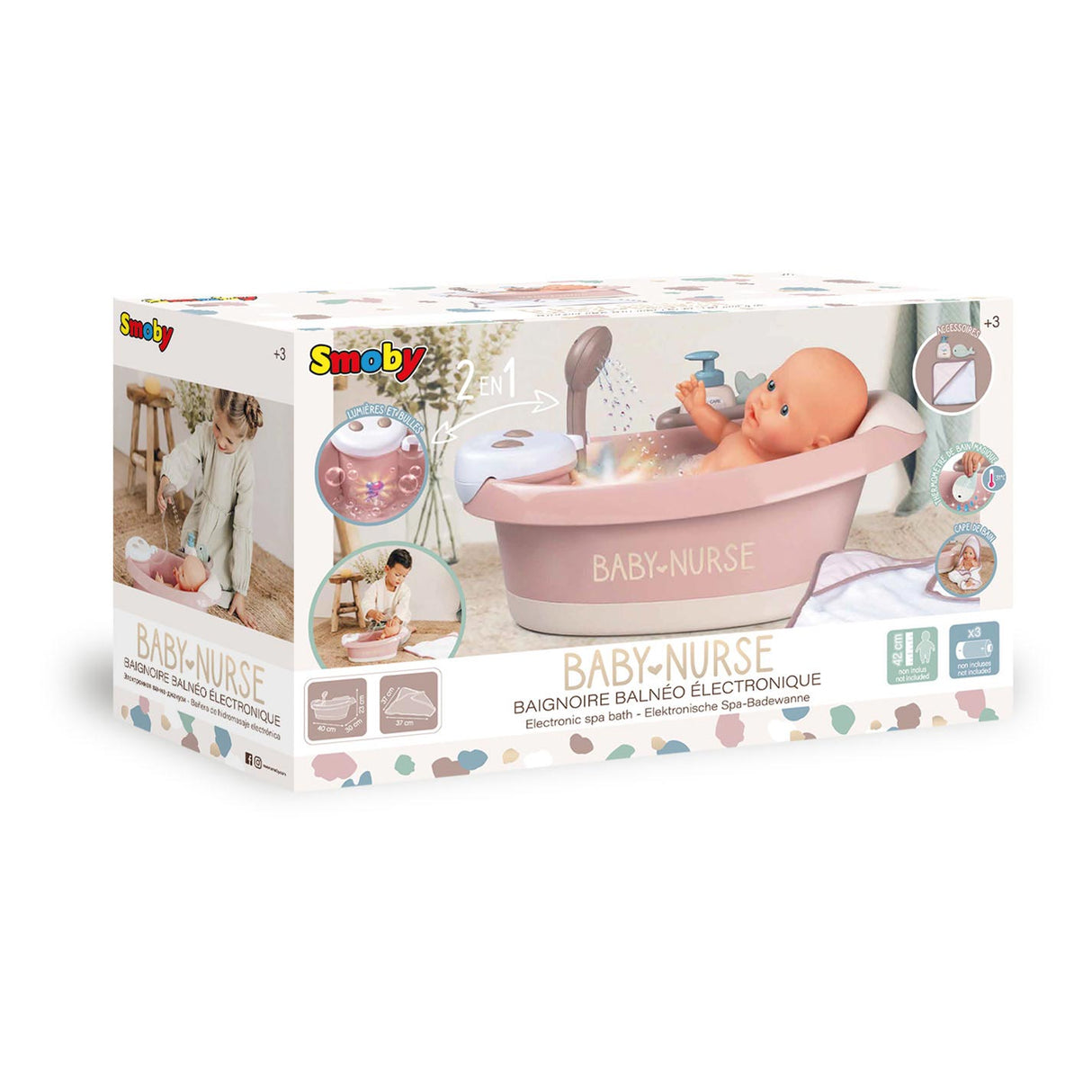 Smoby - Baby Nurse Bad met Functies en Accessoires 3dlg.