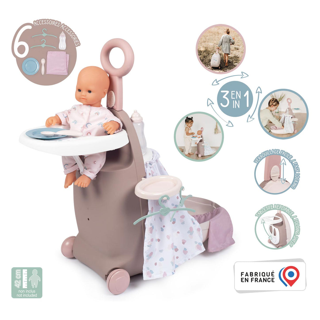 Smoby Baby Nurse Verzorgingstrolley 3in1