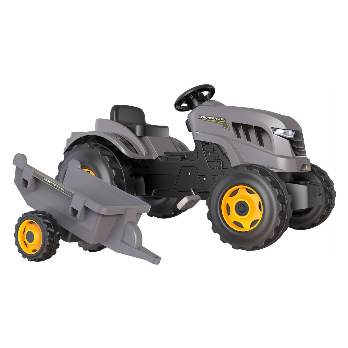 Smoby stronger xxl traptractor met trailer grijs