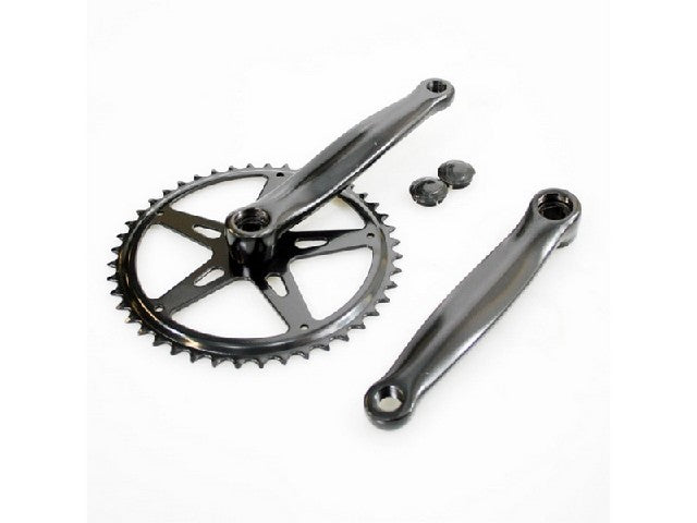 Kettingwiel crankset staal 46 tands 170 mm 1 8 + 3 32 zwart