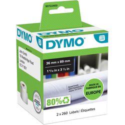 Dymo originele grote labelwriter adreslabels | 36 mm x 89 mm | 2 rollen met elk 260 labels (520 zelfklevende etiketten) | geschikt voor de labelwriter labelprinters | gemaakt in europa