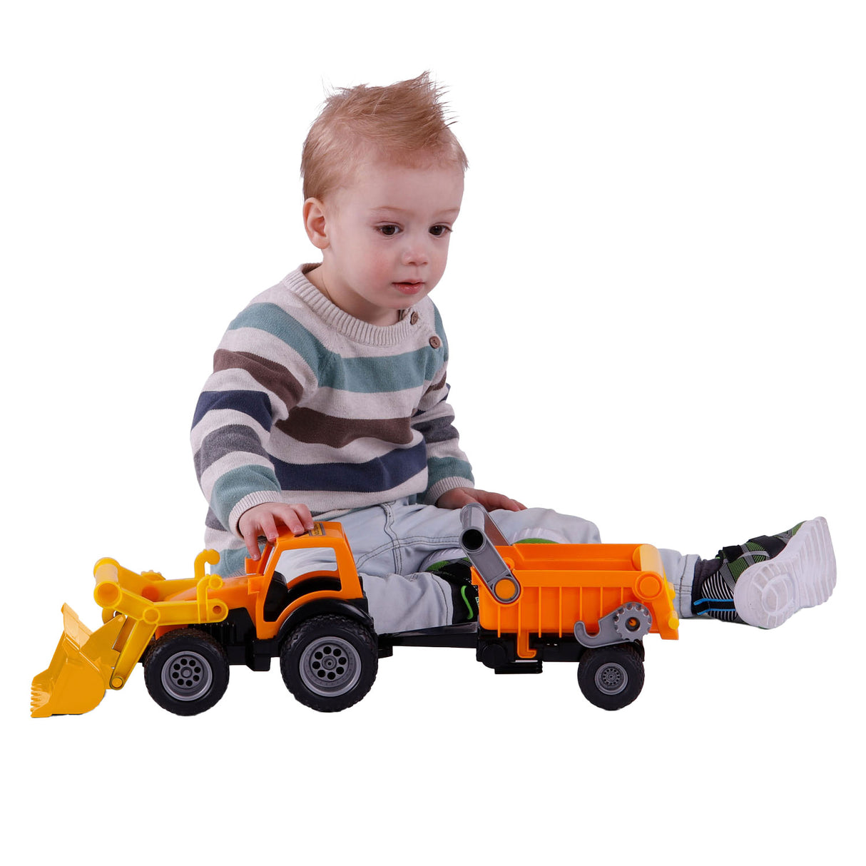 Cavallino Toys Cavallino Tractor met Voorlader en Aanhanger