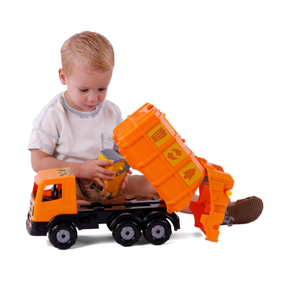 Cavallino toys cavallino xl vuilniswagen oranje, 42cm