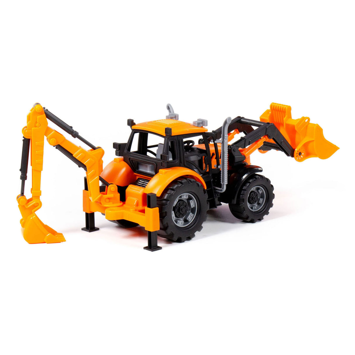 Cavallino toys cavallino tractor met lader en graafmachine geel, schaal 1:32