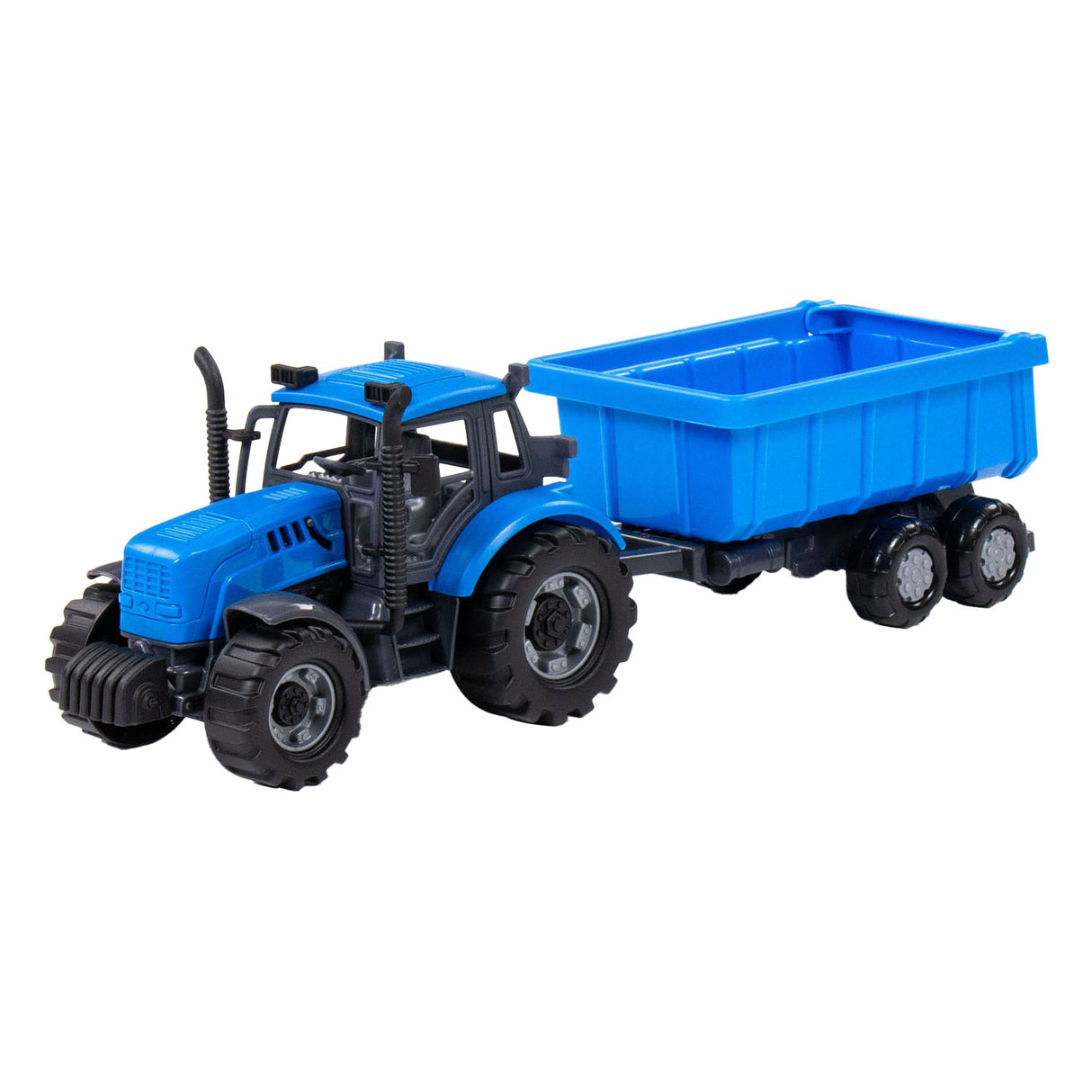 Cavallino toys cavallino tractor met kiepwagen aanhangwagen blauw, schaal 1:32