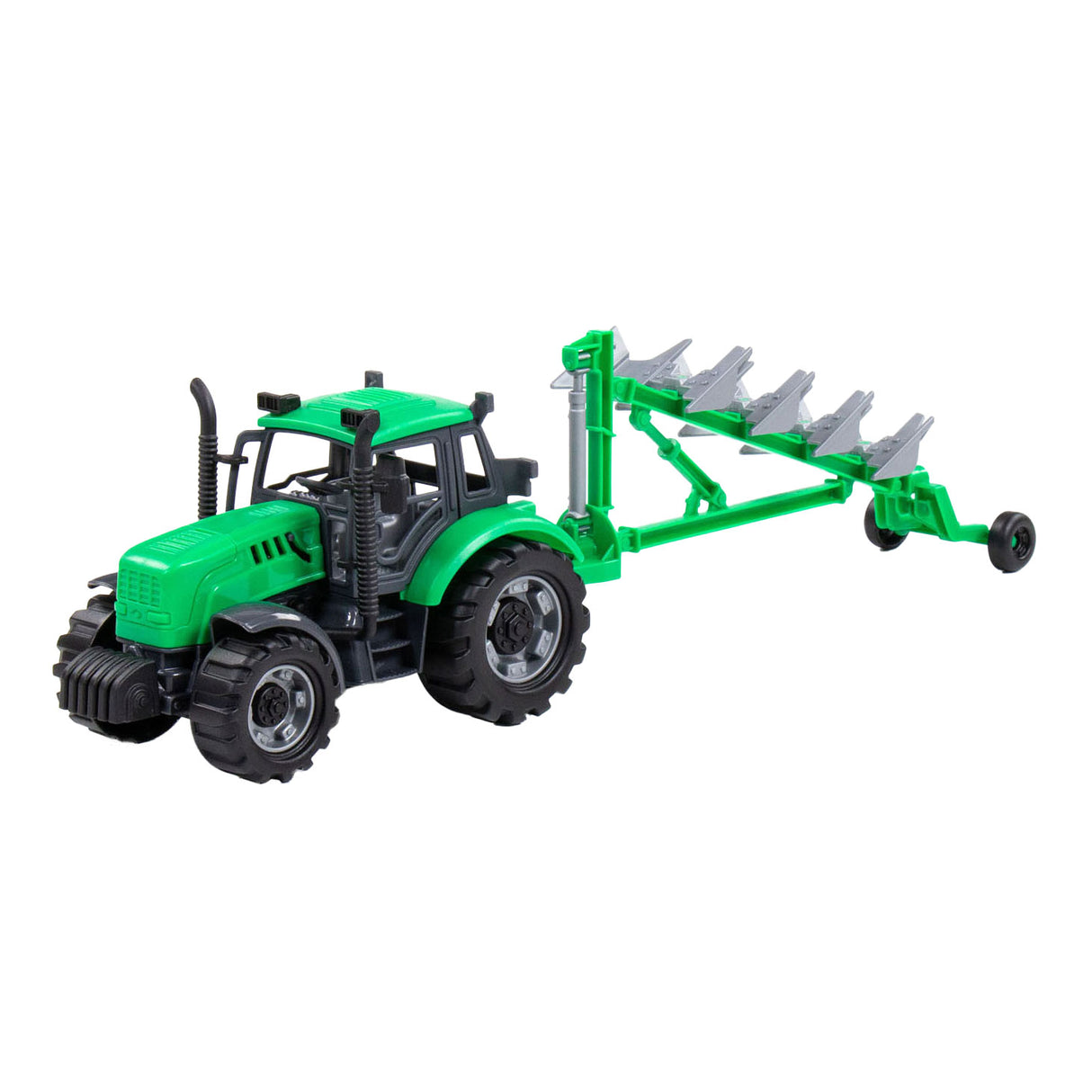 Cavallino toys cavallino tractor met ploeg groen, schaal 1:32