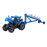 Cavallino toys cavallino tractor met ploeg blauw, schaal 1:32